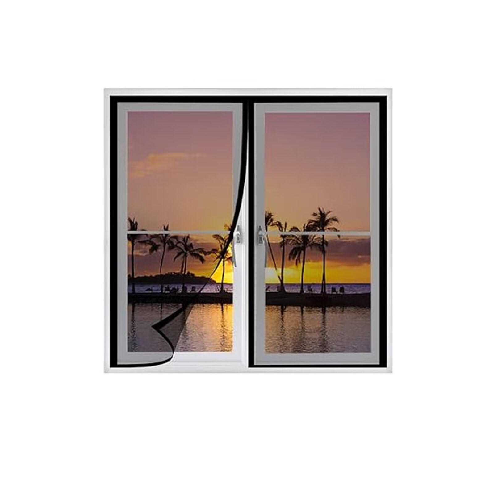 Magnetisches Fenster-Moskitonetz, leistungsstarke Magnete, Fenster-Moskitonetze, ohne Bohren, für Innen- und Außenfenster, schwarz/125 x 185 cm