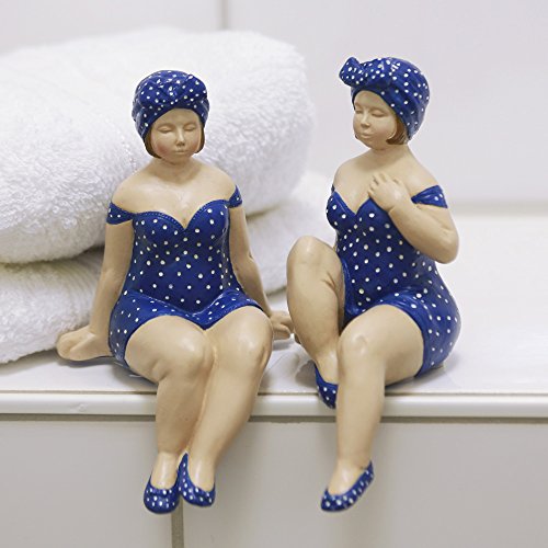 Figur Becky aus Poly in blau/weiss (Bein angewinkelt (rechts)) Dekoration Badezimmer blau