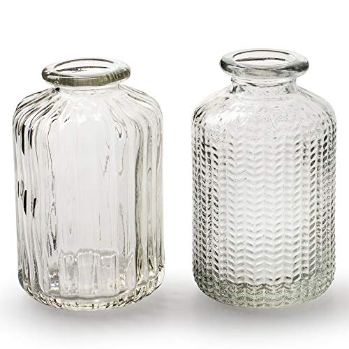 12 x kleine Vasen aus Glas Vintage – Blumenvasen Tischvasen Glasvasen Dekoflaschen Glasflaschen Glasfläschchen Deko-Flaschen - Farbe Modell 4