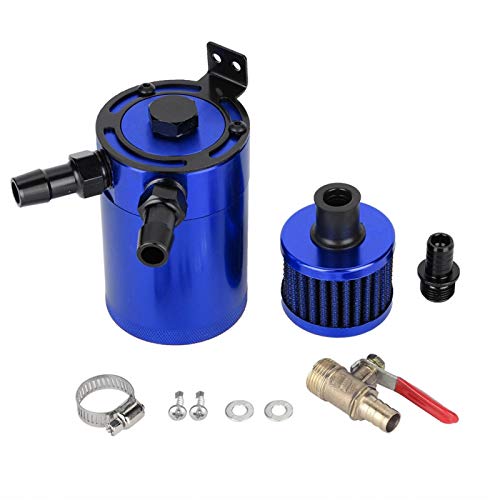 ölabscheider auto Yctze Autoöltankbehälter Universal Aluminiumlegierung Öltankbehälter-Auffangbehälter mit 2-Port-Zubehörsatz(Blau)