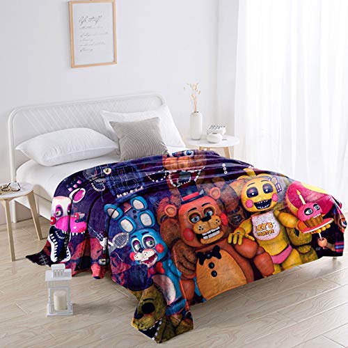FNAF erhältlich in allen Jahreszeiten, wendbare warme ultraweiche Micro-Fleece-Decke für Jungen und Mädchen Erwachsene Decken für Bett Couch und Sofa