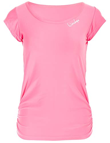 Winshape Damen Super leichtes Functional Kurzarmshirt AET106, Slim Style Fitness Yoga Pilates Tanktop, neon-pink, L