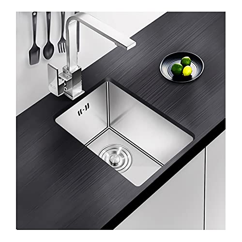 Kitchen Sink Edelstahl Single Bowl Bar Waschbecken, Prep-Küchenspüle mit Wasserhahn und Accessoires, 10 x 16 x 8 Zoll Deep Bar Senke Spülbecken Küche (Size : A3)