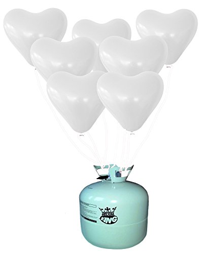 Prezer 25 weiße Herzen Luftballons mit Ballongas Ballon 250l Helium Heliumfüllung