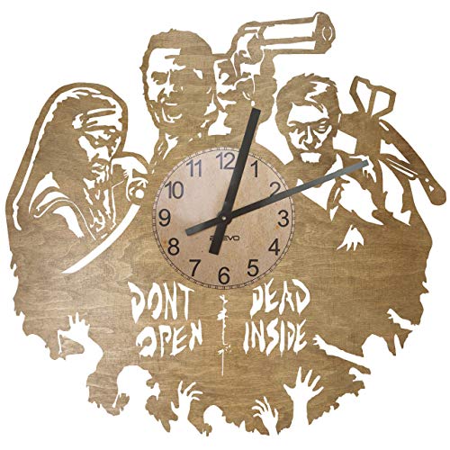 EVEVO Walking Dead Wanduhr aus Holz 50cm 109 Farben zur Auswahl Retro-Uhr Handgefertigte Vintage Geschenk Stil Raumdekoration Hause Großes Geschenk Uhr Walking Dead