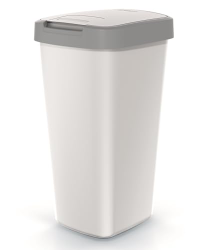Mülleimer Müllbehälter Abfalleimer Biomülleimer Aschgrau mit Deckel Abfallsammler Mülltonne Papierkorb Schwingeimer (Grau, 45L)