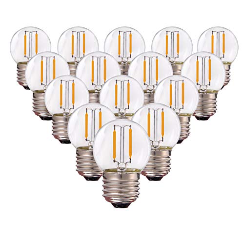Grensk G40 Edison LED Filament Mini Globe Glühbirne, 220 V Edison LED Glühbirne 1 W Entspricht 10 Watt Glühlampe - E27 Schraubensockel Warmweiß 2700K Nicht dimmbar -15Pack