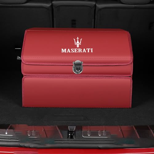 BrohN Universal Kofferraum Organizer für Maserati Grecale Faltbare Aufbewahrungsbox Taschen Kofferraumtasche Wasserdicht Innenraum Zubehör,Red Style-M