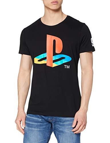 Sony Herren T-Shirt Sony Playstation Classic Logo and Colours, Schwarz (Black), XX-Large