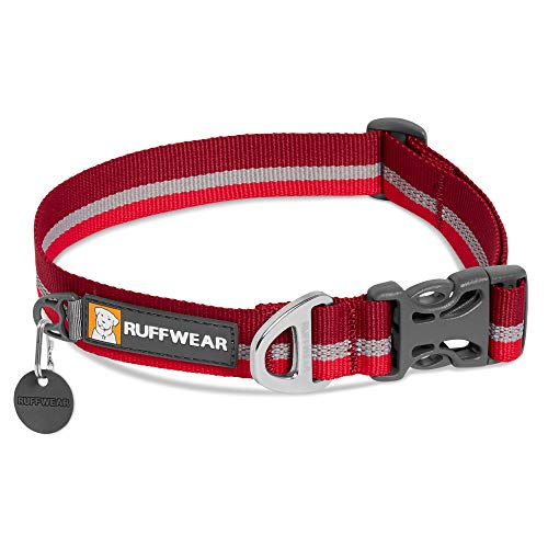 Ruffwear Crag Hundehalsband, Reflektierendes und Bequemes Halsband für den Täglichen Gebrauch, Vulkanrot, 36-51 cm