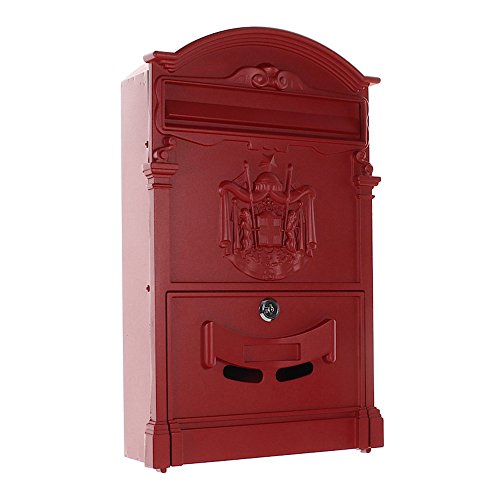 Rottner Briefkasten Ashford Rot aus Alu, Mailbox, Englisches Design mit Sichtfenster