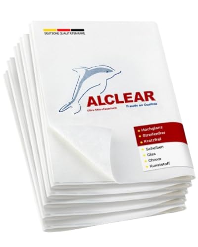 ALCLEAR 950001 Microfaser Fenstertuch - ideal als Scheibentuch zum Putzen von Auto, Haushalt, Fenster & Chrom - 40x45 cm, weiss