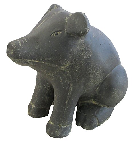 sitzendes Schwein, 20 cm, Steinfigur, Steinguss, frostfest