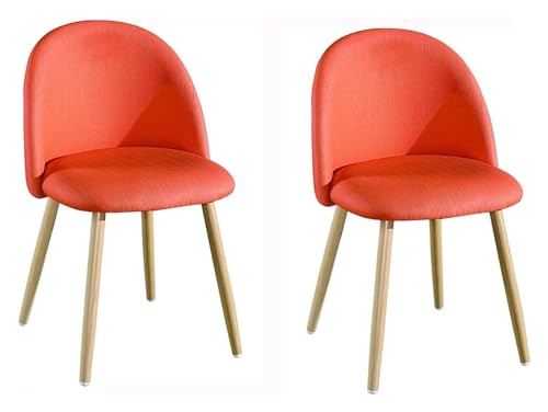 Stuhl-Set, Club-Esszimmerstühle, Esszimmerstühle 2er-Set, Stoff gepolsterte Holzbein-Rückenlehne Stuhl für Wohnzimmer, Esszimmer, Flur, Balkon (Farbe: Rot)