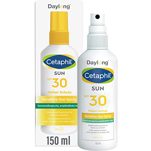 CETAPHIL SUN Sensitive Gel-Spray SPF 30, 150ml, Sonnenschutz für Sportler und bei sonnenallergischer, empfindlicher Haut, Einfach aufzusprühen, leicht zu verteilen und klebt nicht, Ohne Duftstoffe