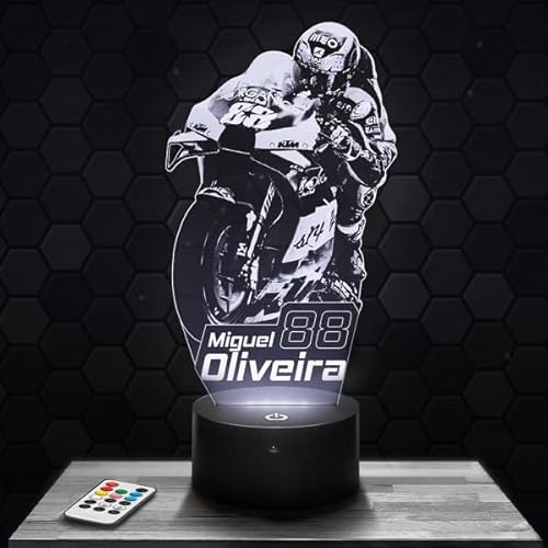3D-Lampe Moto GP - Miguel Oliveira, Pictyourlamp.com, 3D-Lampe durch Lasergravur, Fotolampe Gravur auf Plexiglas, Fotolampe Illusion, Dekorative Lampe