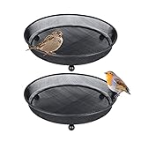 iBorn Futterschale Vögel Metall Bodenfutterstelle Für Vögel vogelfutterhaus,mit erhöhtem Boden, Metall, Schwarz, 2 Stück