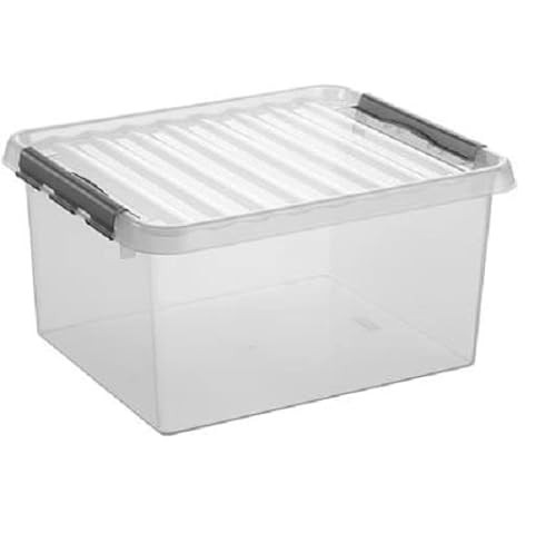 3 Stück - SUNWARE Q-Line Box - 36 Liter - 500 x 400 x 260mm - transparent/grau