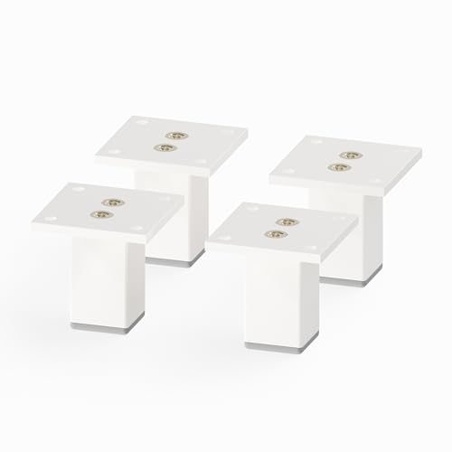 sossai® Exklusiv small - Aluminium Möbelfüße | E3MF | 4er Set | Höhe: 60mm | Farbe: Weiß