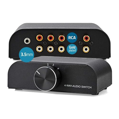 TronicXL Analog Stereo 3fach Eingangs Audio Schalter 3X (2X Cinch Buchse) 2X RCA Umschalter Switch Input Weiche 1 Output 3 Input Audioschalter Lautsprecher Boxen HiFi