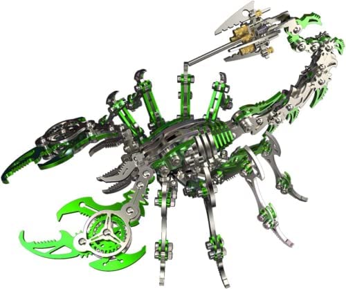 3D Metal Puzzle, 200 Teile Mechanisches Scorpion King 3D Metall Puzzle Modellbausatz, Edelstahl Mechanische Insekten Tier Modell, 3D Puzzle Metall DIY Ornament Geschenke für Erwachsene Kinder (Grün)