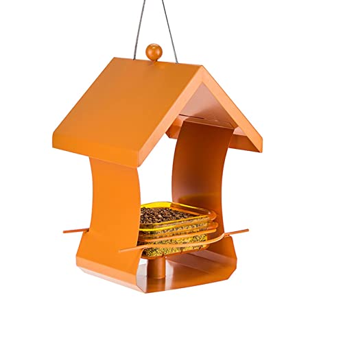 CoByda Vogelfutterstation zum Aufhängen aus Metall und PC – Leuchtend orangefarbene Futterstation für den Außenbereich im Garten, lockt Wildvögel an