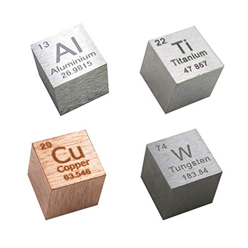 JKGHK Gravur Periodensystem Metallwürfel Element Cube Set 10Mm Aluminium Titan Kupfer Kupfer Wolfram Metallwürfel Für Collection Display 4St