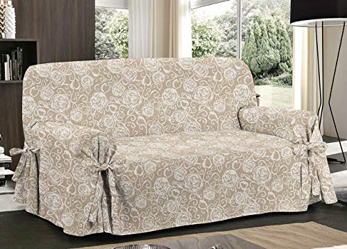 Amelie Sofabezug, Schutzbezug für Sofa, mit Bindebändern, 3-Sitzer