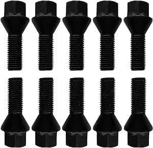 10 Radschrauben Radbolzen Kegelbund schwarz M14x1,5 35mm