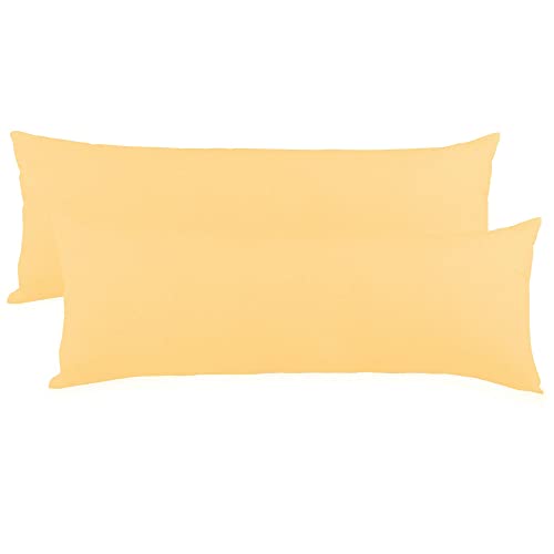 CelinaTex BeBasic Kissenbezug Doppelpack XXL 40 x 200 cm Creme gelb Mikrofaser Seitenschläferkissen Bezug Jersey