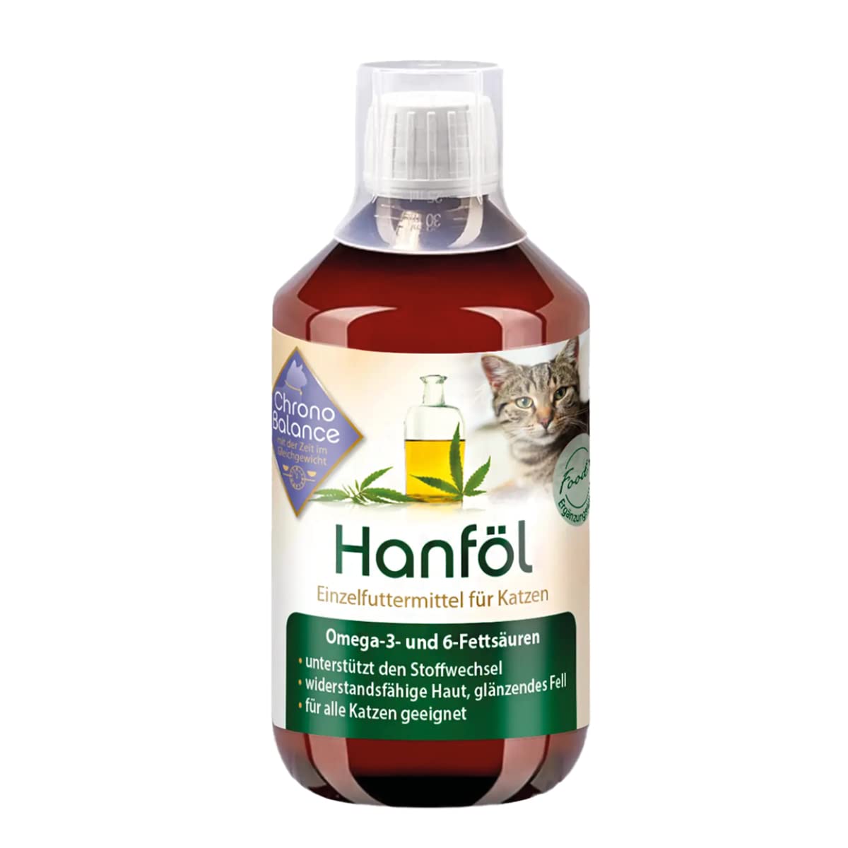 Chronobalance® 500ml Hanföl für Katzen - 100% rein und natürlich - für empfindliche Haut, Fellpflege - fördert Abwehrkräfte