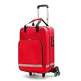 QLIGHA Leerer Erste-Hilfe-Koffer mit Trolley Mehrlagiger Doppelschulter-Erste-Hilfe-Rucksack, Notfalltasche Outdoor Oxford Tuch Abnehmbare Handtasche