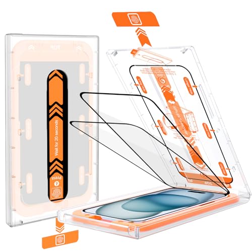 Arktis MR PROTECT REVOLUTION Displayschutzglas kompatibel mit iPhone 15, [2 Stück], [EZ.Install Montage-Box] 3D Full Cover Schutzglas, [9H Härte], [Staub- und Blasenfrei], [Ultraklar]