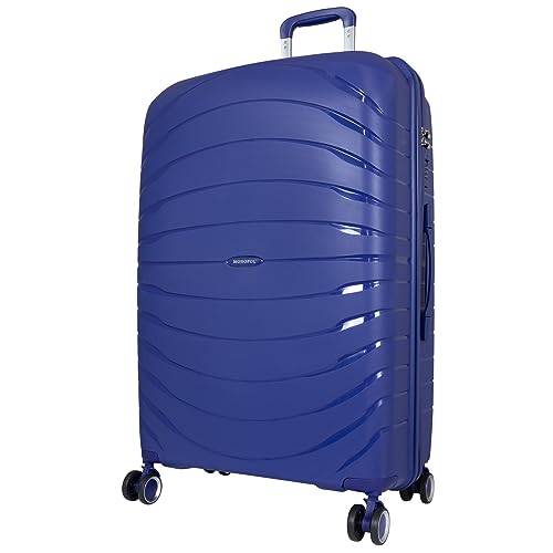 Trendyshop365 Reise-Koffer groß Hartschale (PP) Denver 76cm 100 Liter 4 Rollen Zahlenschloss Blau