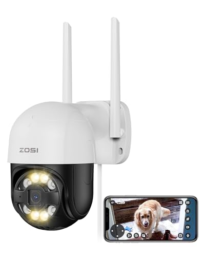 ZOSI 2,5K WLAN Pan Tilt Überwachungskamera mit Plug-in Strom, WiFi Kamera Outdoor 355°/140° Schwenkbar, Automatisch Verfolgung, 2-Wege-Audio, C289