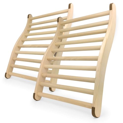 Gravidus 2er Sauna Rückenlehne Set ergonomisch S-Form Rundstäbe Infrarotkabine Zubehör aus Holz