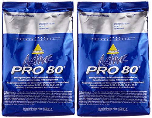 Inkospor Active Proteinshake Pro 80 Beutel Doppelpack (2 x 500 g) Stracciatella, 1er Pack (1 x 1 kg)