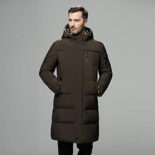 EDMKO Herren Winter Warm Daunenmantel Männer Verpackt Daunenpuffer Lange Mantel mit Kapuze vielen Farben Größen komprimierbar,Grün,5XL