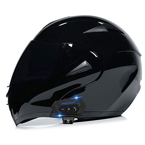 ECE Zertifizierter Motorradhelm mit Bluetooth Klapphelm Integralhelm mit Doppelvisier für Erwachsene Männer Women,Geeignet für alle Jahreszeiten Full face Motorrad Helm G,S
