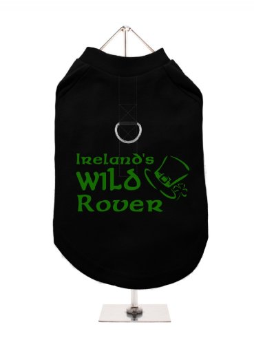"St. Patrick: Irelands Wild Rover" UrbanPup Hunde T-Shirt (schwarz/grün)