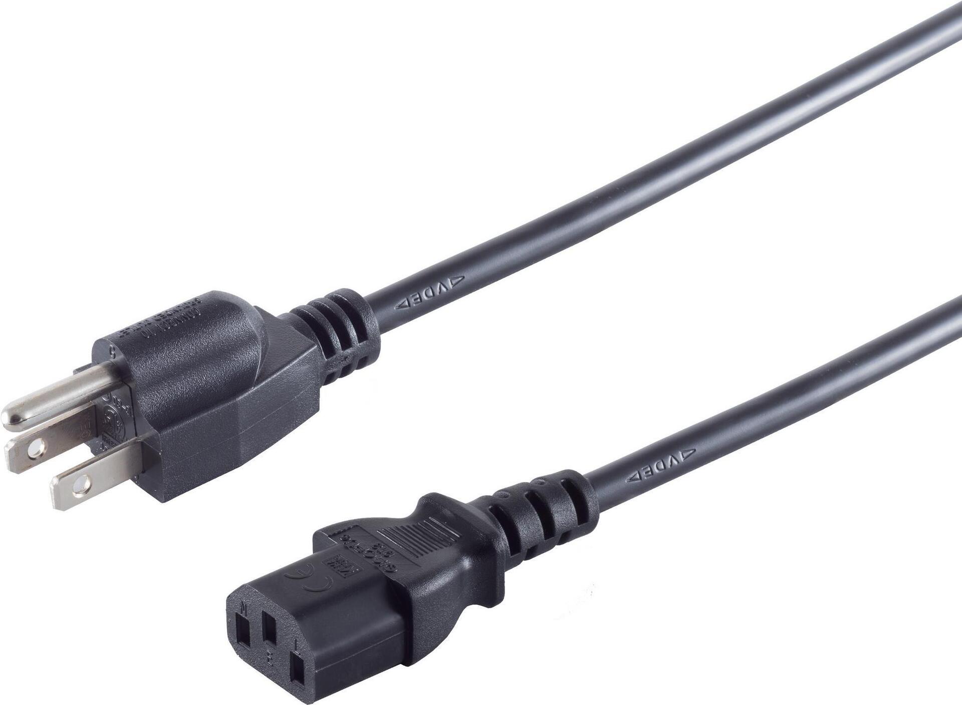 S/CONN maximum connectivity Netzanschlusskabel USA Stecker an Kaltgerätebuchse, schwarz, 1,8 m (US60006)