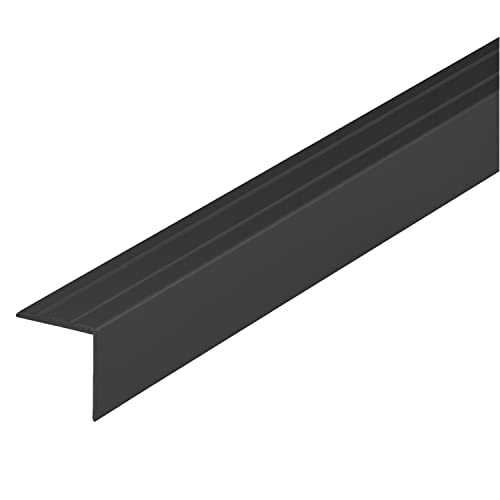 ufitec® Alu Winkelprofil 30x25 mm mit Rillen selbstklebend, Treppen Kanten & Stufen Winkel Schutzprofil (30 x 25 mm | 195 cm Länge, Bronze Dunkel)