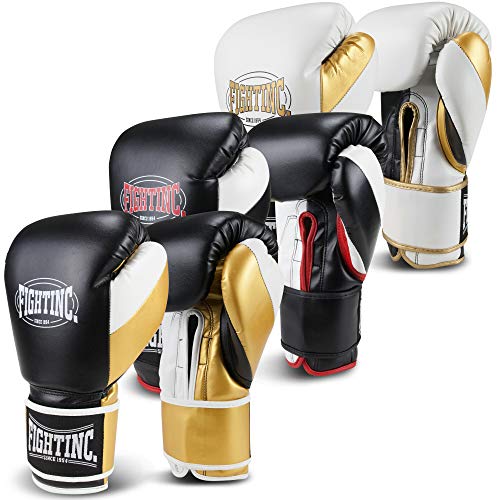 Fightinc. Boxhandschuhe Legacy - 8 10 12 14 16 Oz für Boxen Kickboxen Muay Thai MMA Kampfsport schwarz weiß rot Gold UVM (8 Oz, schwarz/rot (001))