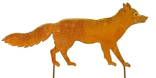 Rostalgie Edelrost Fuchs Fridolin auf Stab 65 x 30 cm Gartenstecker Tierfigur