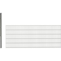 hadra Doppelstabmattenzaun, silbergrau, 6/5/6 mm, Erweiterungs-Set à 2,5 m, inkl. Pfosten, FL - silberfarben | grau