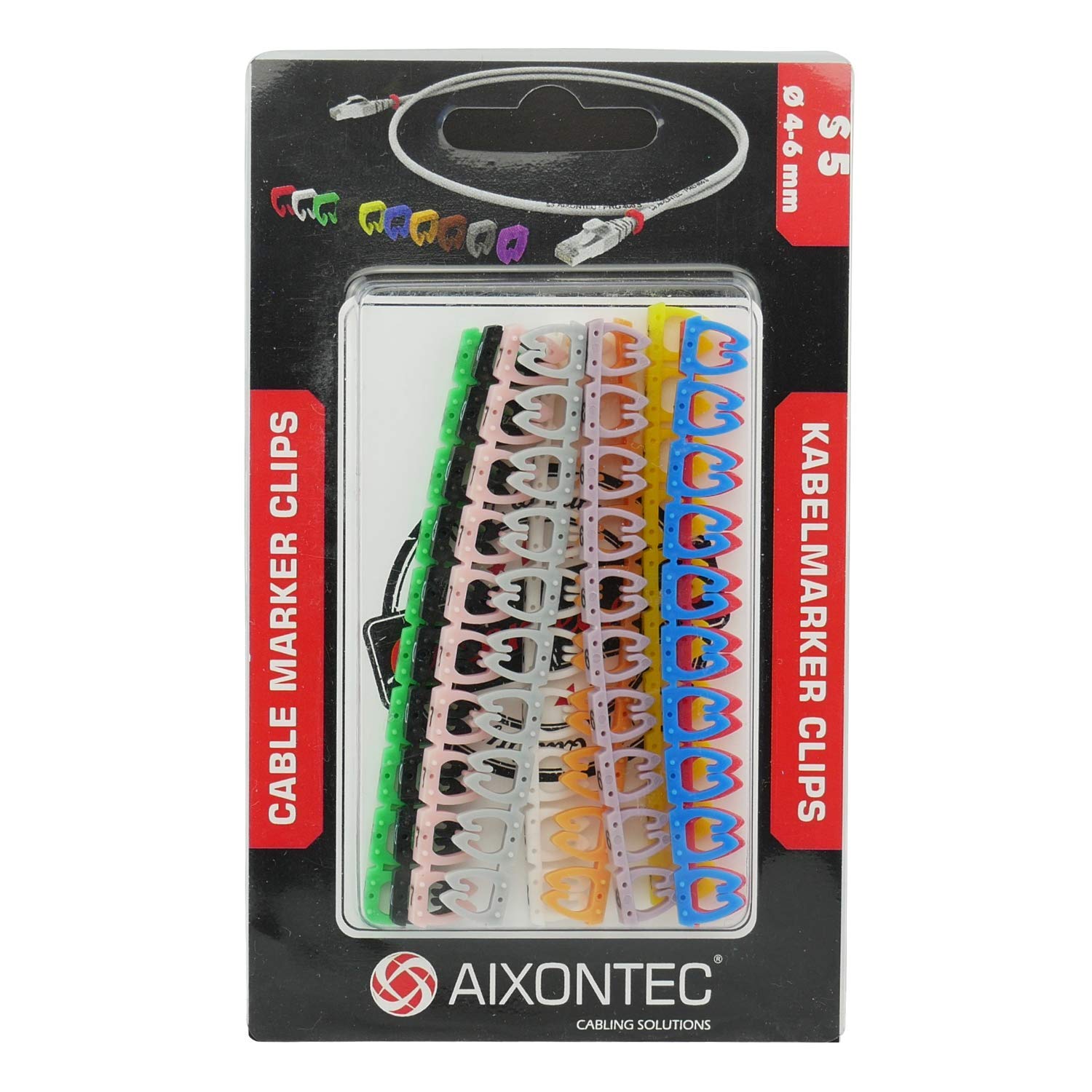AIXONTEC 10000 Kennzeichnungsclip Fabrcodierung Ringe Clips 0 – 9 nummeriert Marker mehrfarbig bunt Kabelmarker Zahlen Kabelclpis Kabelkennzeichnung bis Ø 4-6 mm Kabel
