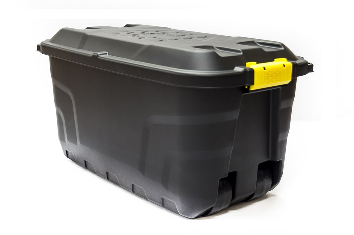 Kreher XL Transportbox/Kissenbox mit 75 Liter Fassungsvermögen und vier Rollen! Abnehmbarer und abschließbarer Deckel, Nässe-geschützt und in robuster Ausführung! 77 x 42 x 40 cm!
