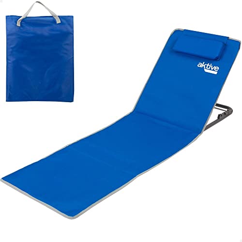 ColorBaby 62639 Matte mit Rückenlehne, Kissen und Tasche blau, Steel + 600D PVC + 5 mm Sponge, bunt, 48 x 130.5 x 43.5 cm