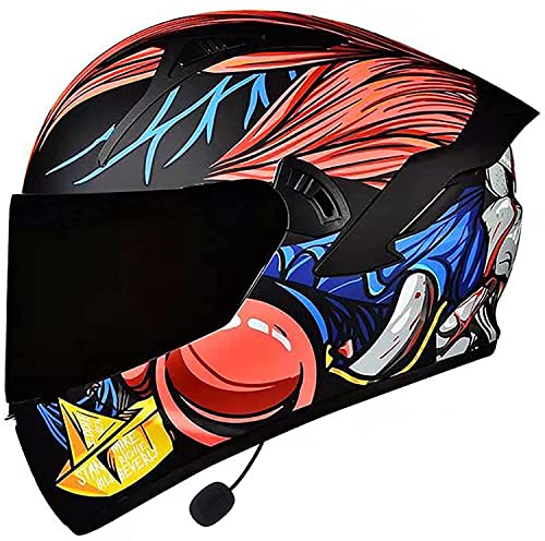 Motorradhelm Mit Bluetooth Bluetooth-Headset Helm Full Face Integralhelm ECE Genehmigt Scooter-Helm Motorradhelm Doppelvisier Mit Mikrofon Für Automatisches Beantworten