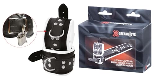 XX-DREAMSTOYS Leather handcuffs Schwarz-Weiss Einheitsgröße